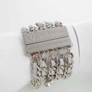 Good Work(s) Make A Difference Multi Strand Silver Bracelet